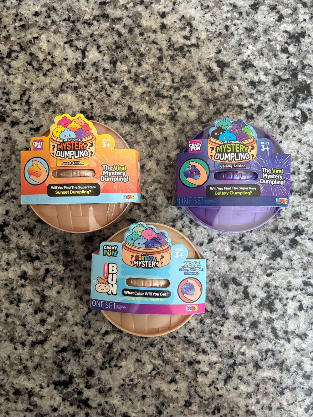 3 Mystery Dumpling set. Unopened in original packaging and sealed.